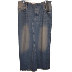 BDG Urban Outfitters Frayed Waist Hem Pockets Back Slit Women's Maxi Skirt XL